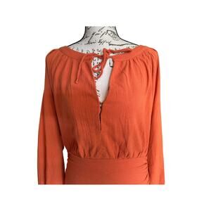 NWT Free People Terra Cotta Cotton Gauzy Boho Festival Mini Dress Size L Cottage
